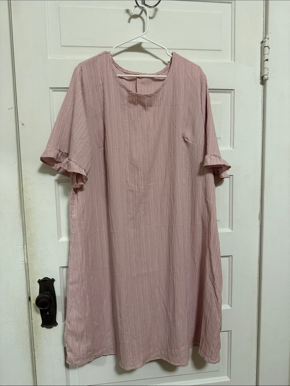 Light Mauve Ruffle Sleeve Swing Dress